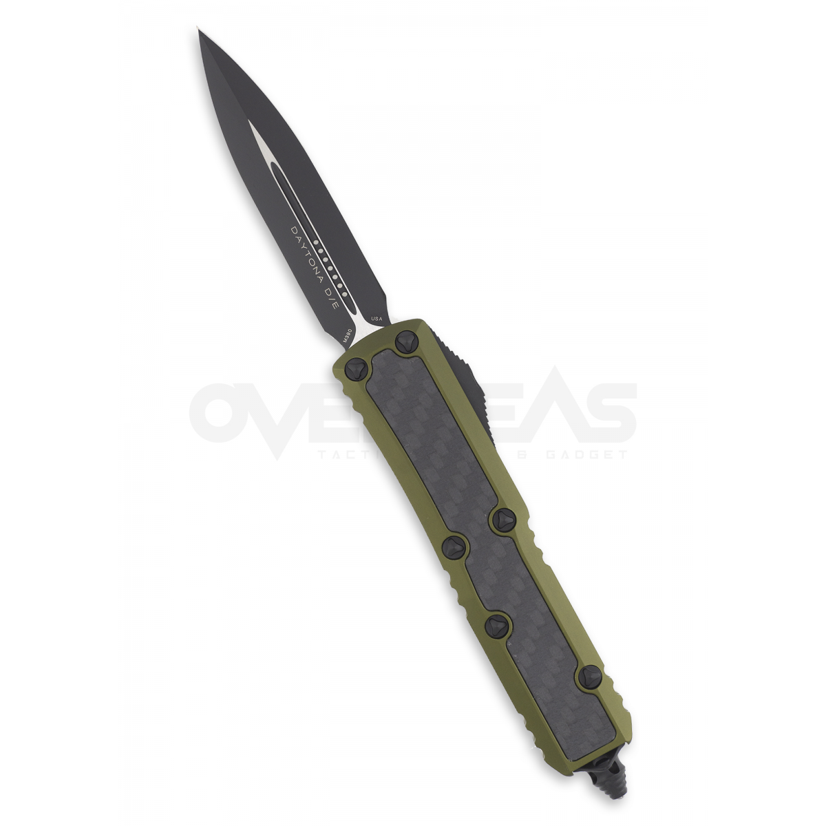 Microtech Daytona OTF OD Green Carbon Fiber Inlay (M390 3.1" Dagger Black,126-1ODCFIS