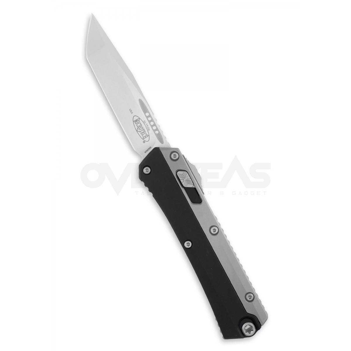 Microtech Glykon OTF Aluminum/Titanium Tanto (M390 3.75" Stonewash),185-10