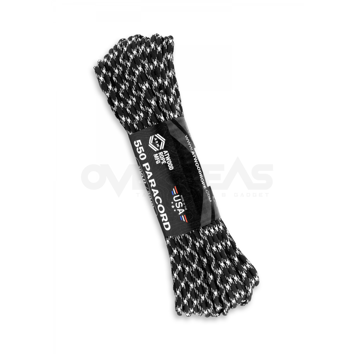 Atwood Rope 550 Paracord Black/Glo 100ft,1338H