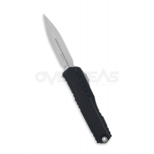 Microtech Cypher II D/E OTF Black Aluminum Dagger (M390 3.5" Stonewash),1242-10